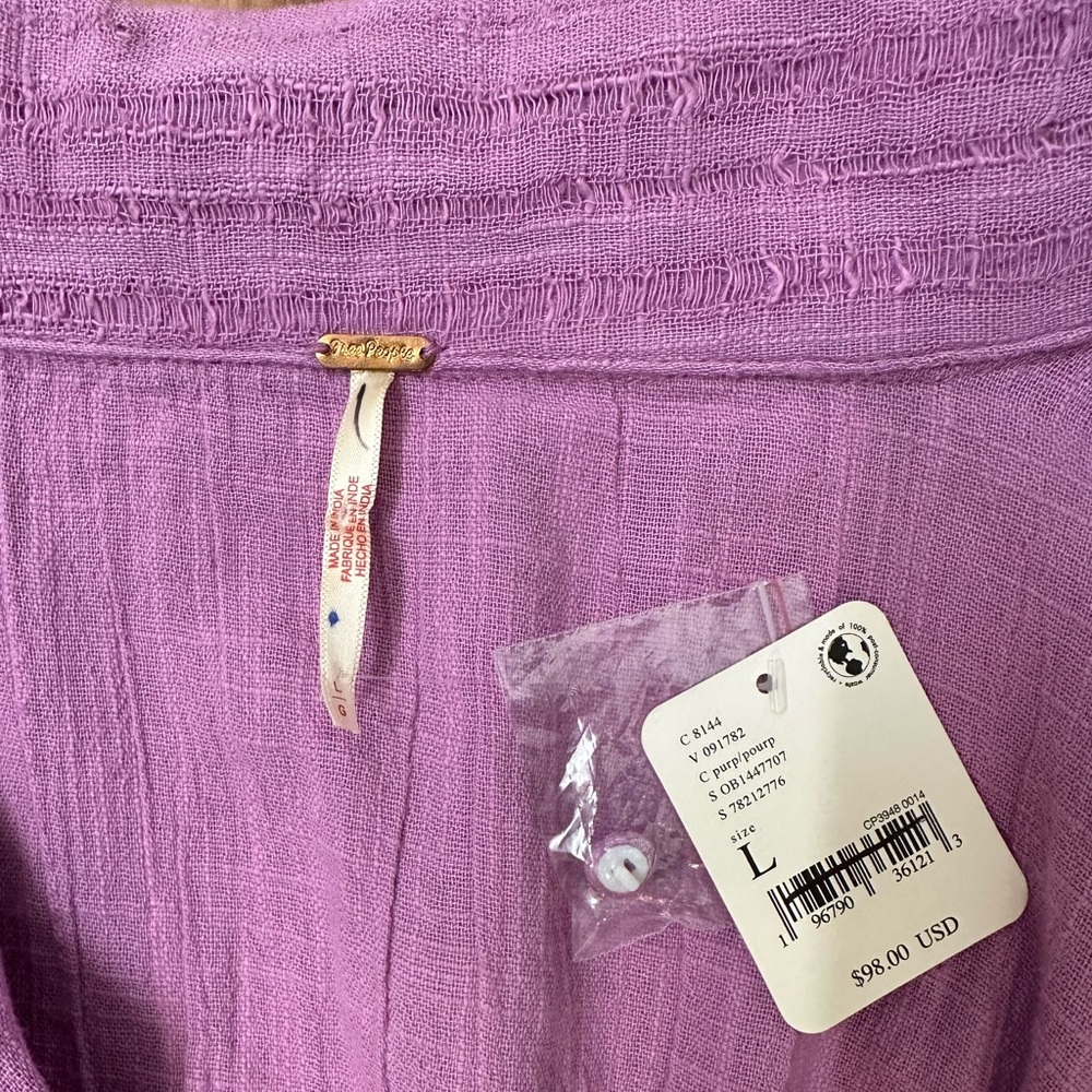 Free People Lavender Two-Piece Cropped Shirt & Shorts Set - Picture 7 of 7